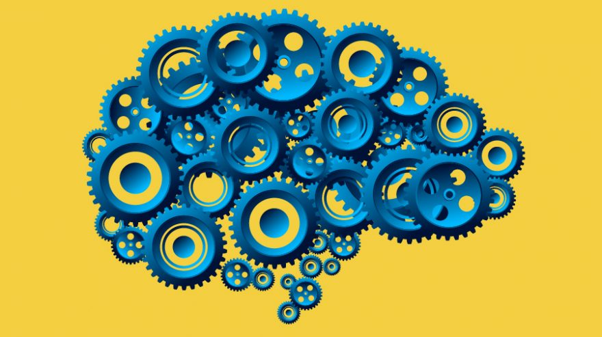 Illustration of a brain made up of gears.