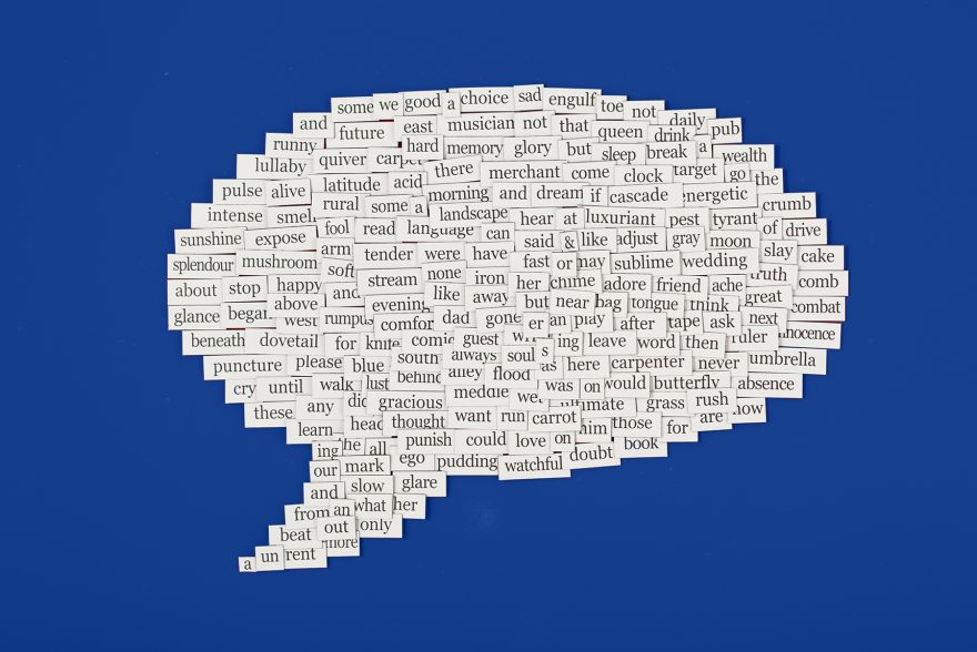 Speech bubble made up from hundreds of words